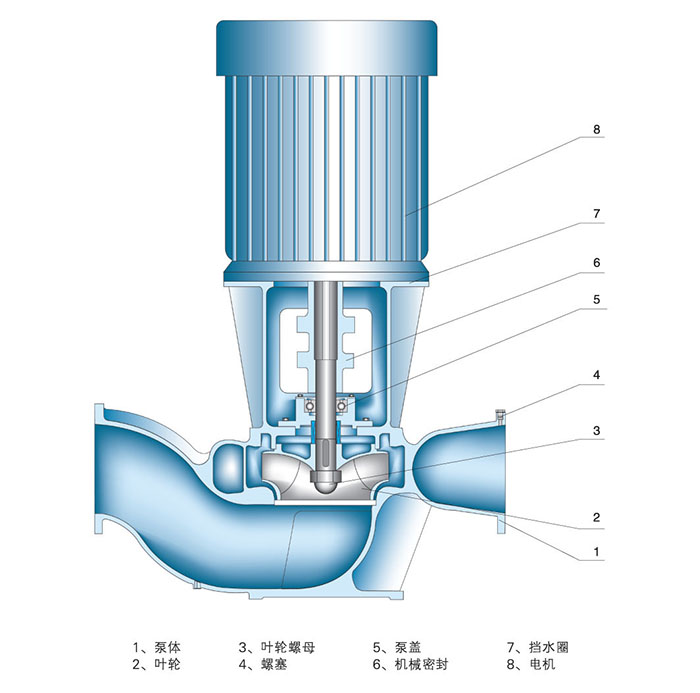 AG真人 IRG型立式热水管道离心泵结构图